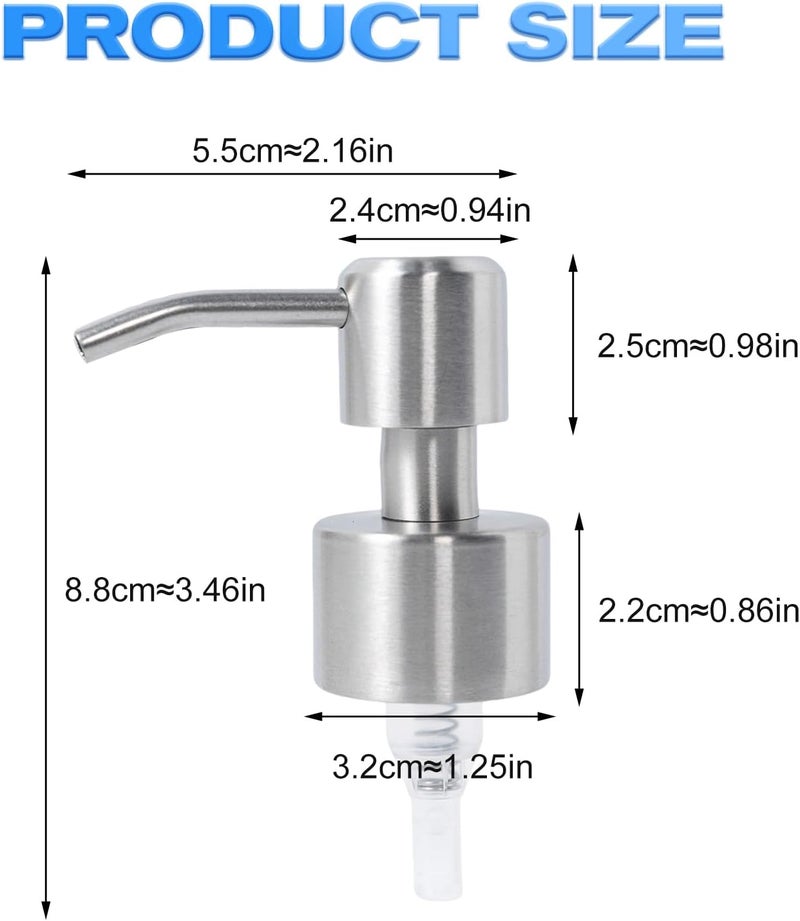 KAROGOGH Stainless Steel Soap Dispenser Pump, Modern Design, 2-Pack (Steel Brush) - Image 3